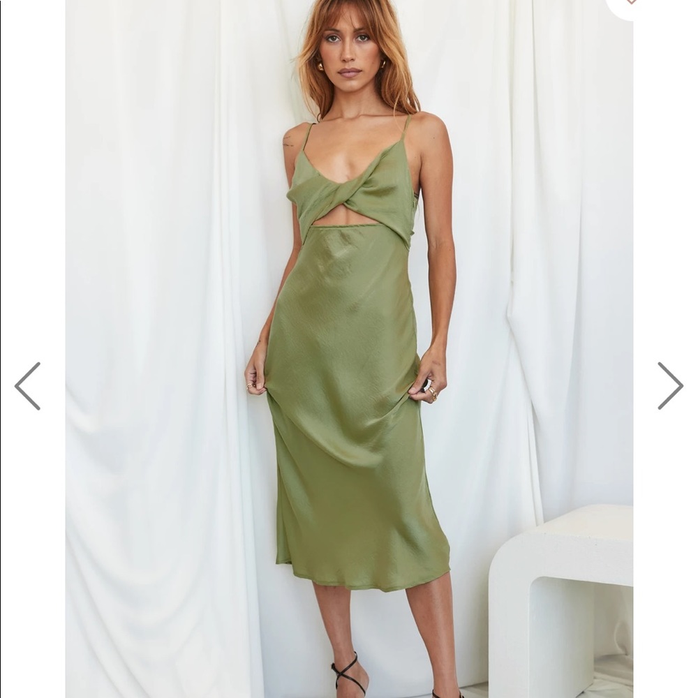 Satin Twist Sage Dress